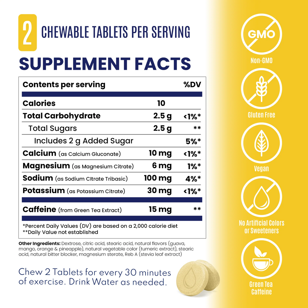SaltStick FastChews + Caffeine 10tabs electrolyte tablets - Tropical Twist