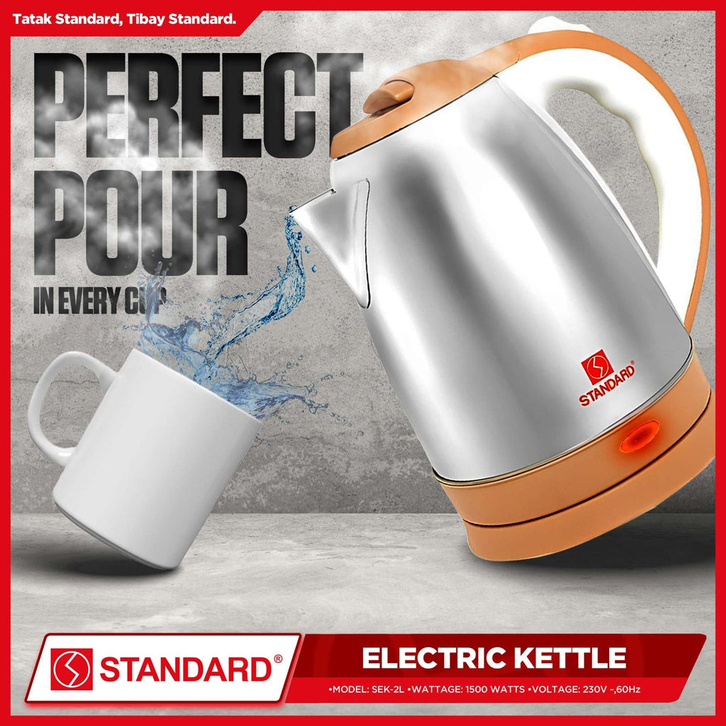 STANDARD ELECTRIC KETTLE 2L 1500W - STAINLESS STEEL BODY