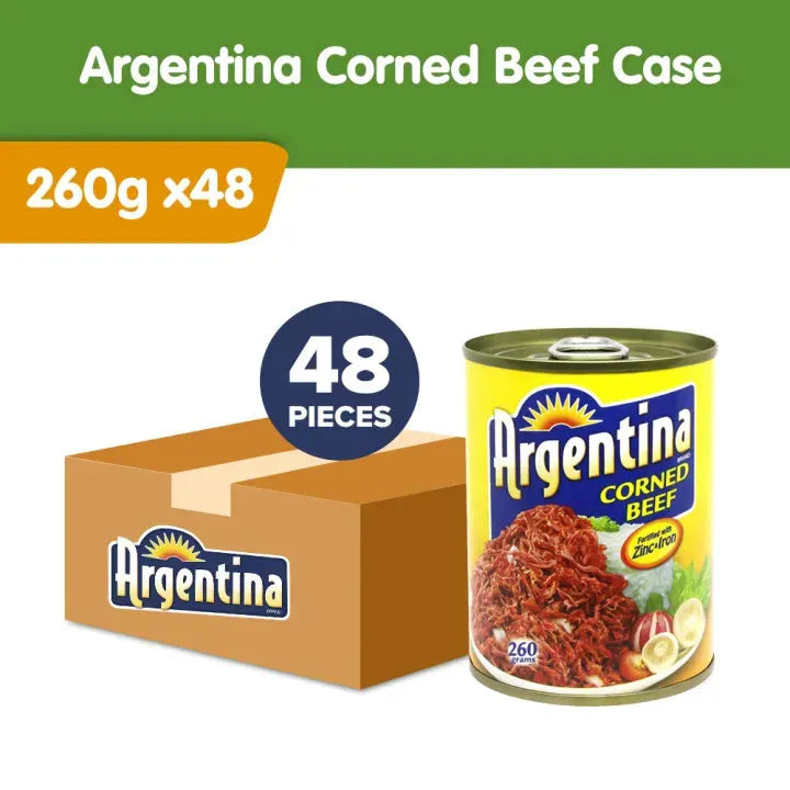 Argentina Corned Beef 260g (Case of 48pcs) - 100% Pure Beef, High Protein, Halal Certified