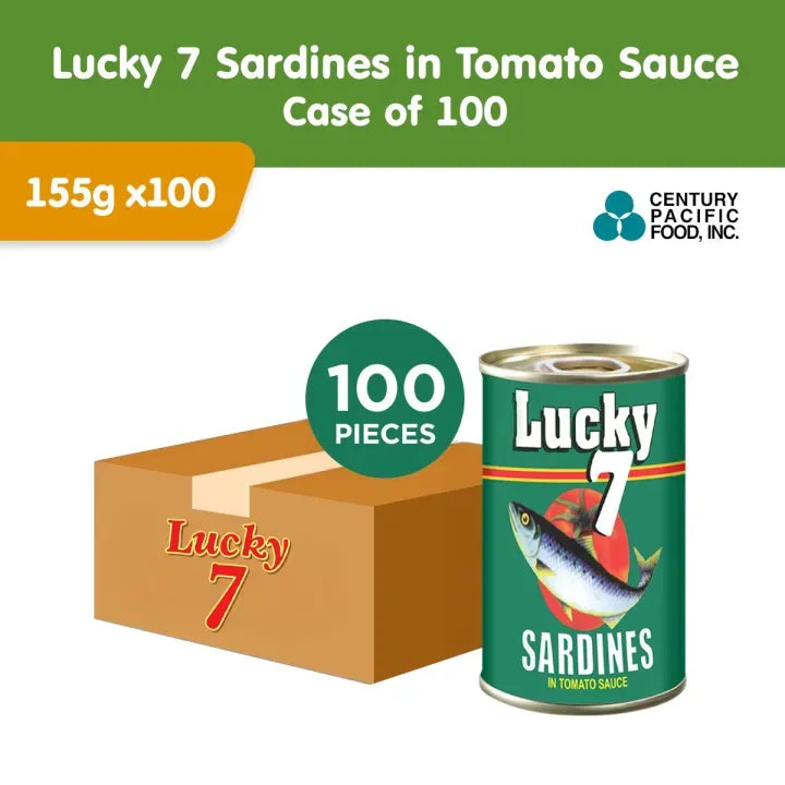 Lucky 7 Sardines in Tomato Sauce 155g (Case of 100pcs)