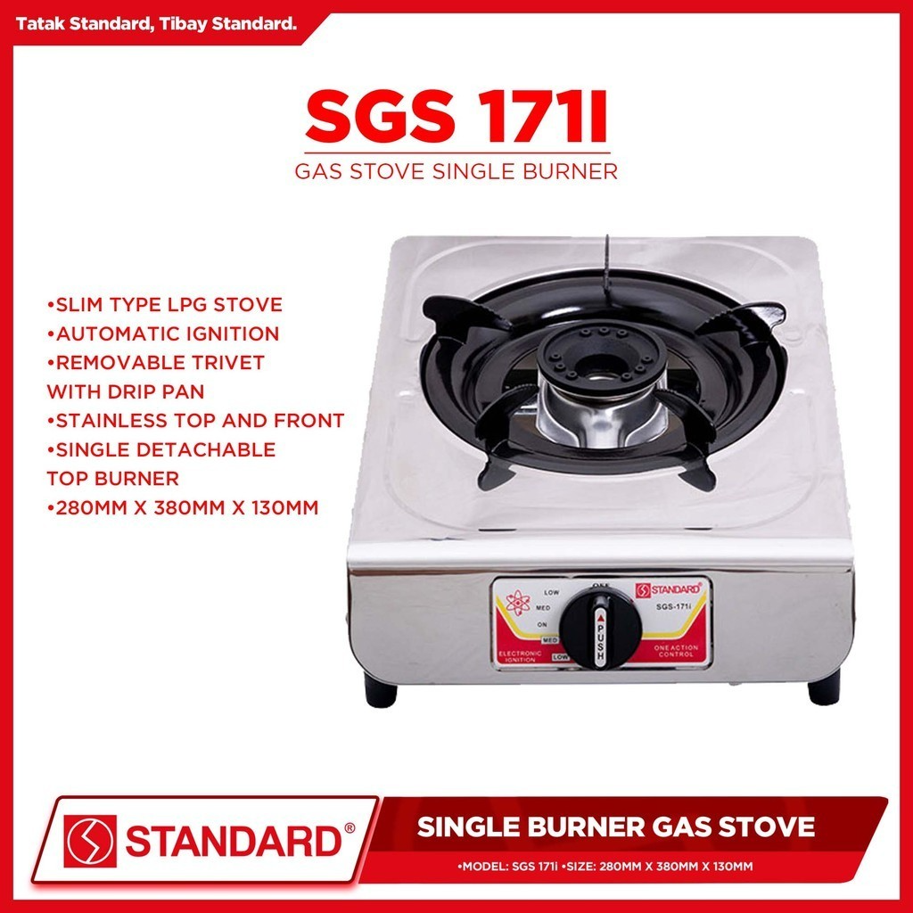 STANDARD GAS STOVE SINGLE BURNER LPG Stainless Steel Slim type - (BURNER ONLY)