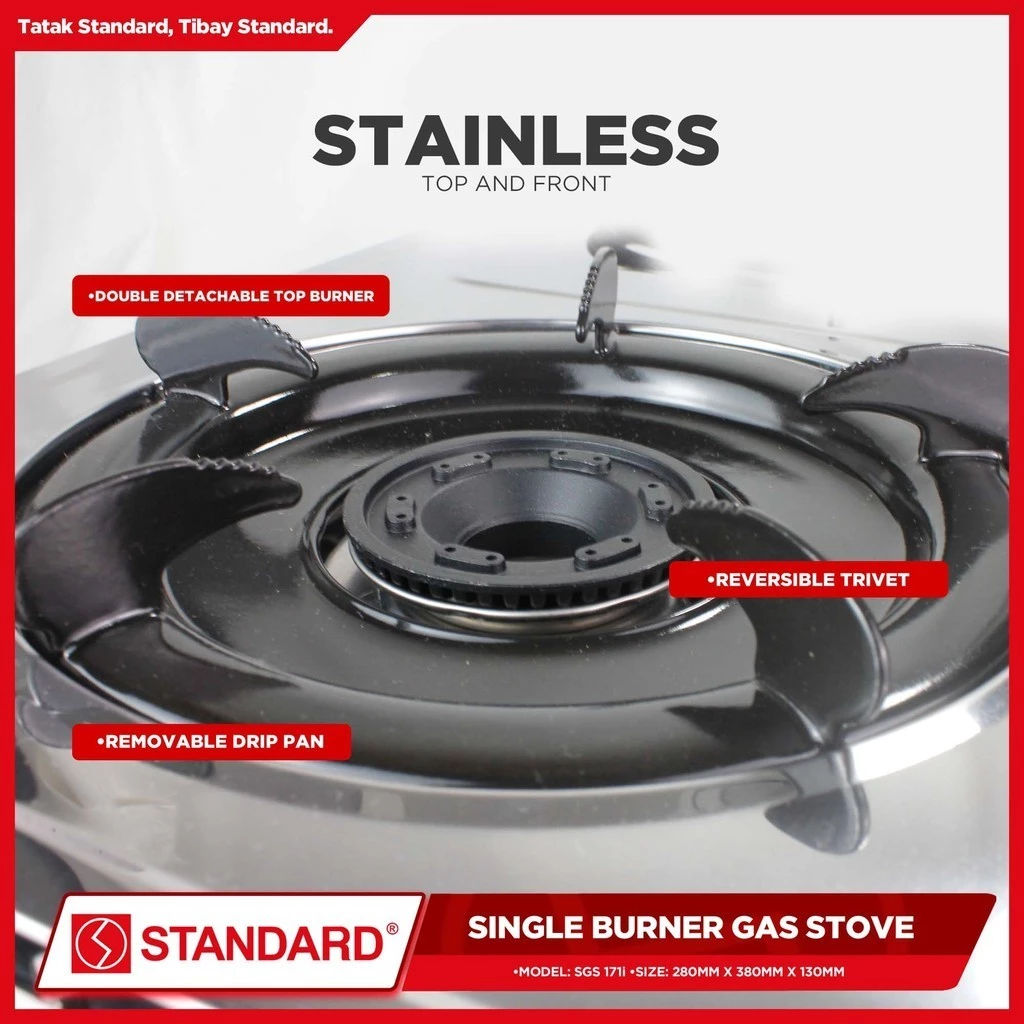 STANDARD GAS STOVE SINGLE BURNER LPG Stainless Steel Slim type - (BURNER ONLY)
