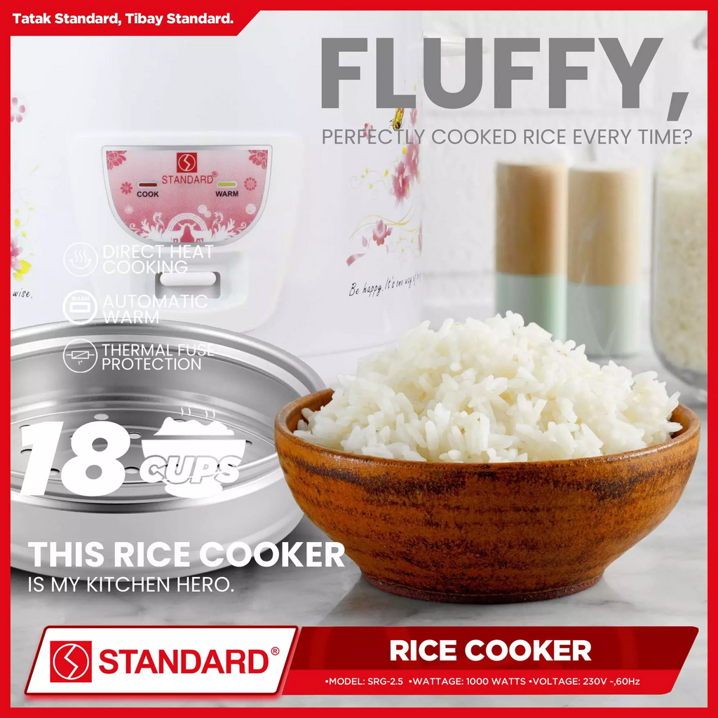 STANDARD RICE COOKER 2.5 Liters with Steamer