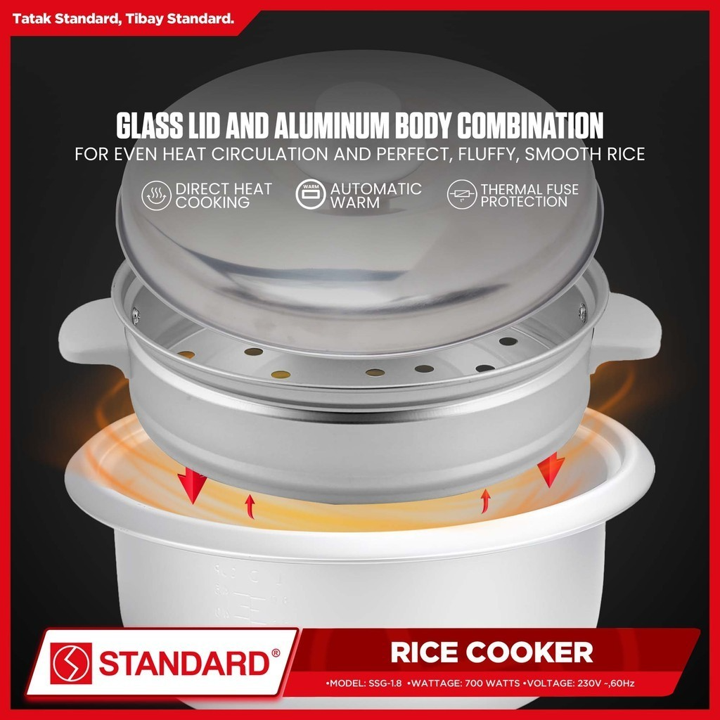 STANDARD RICE COOKER 700W 1.8 Liters with Steamer