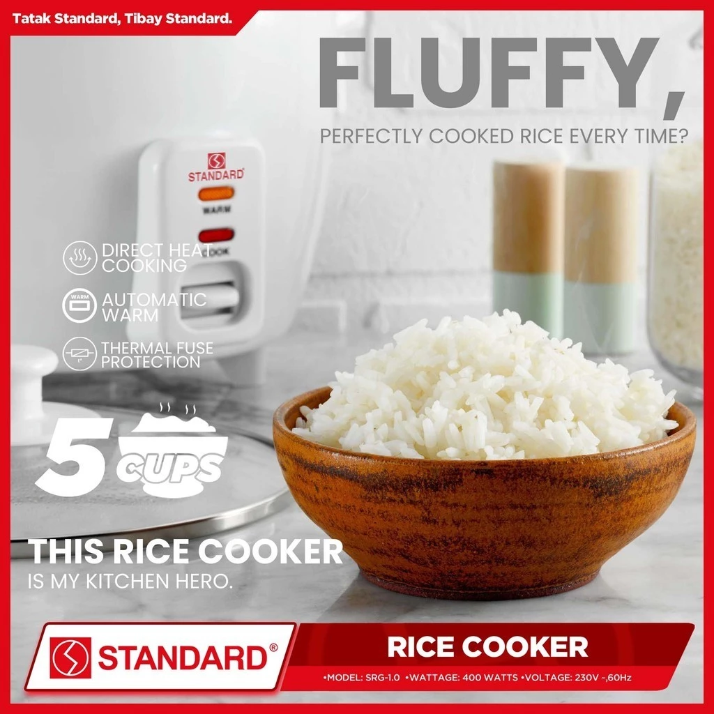 STANDARD RICE COOKER 400W - 1L / 5 Cups Rice