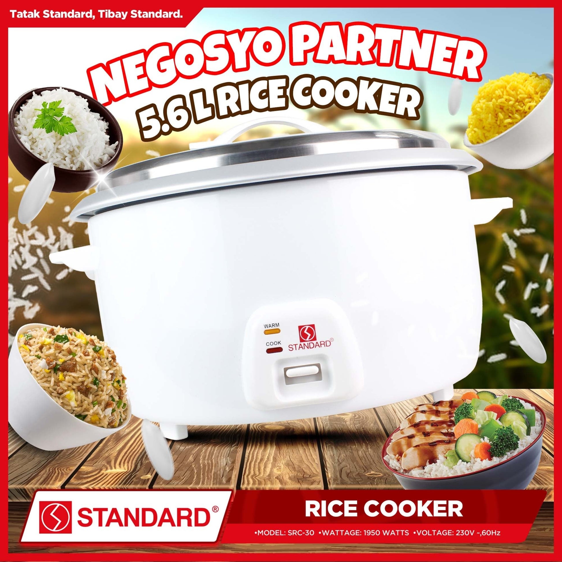 STANDARD Large Capacity Commercial RICE COOKER (1950W) 5.6L/30Cups