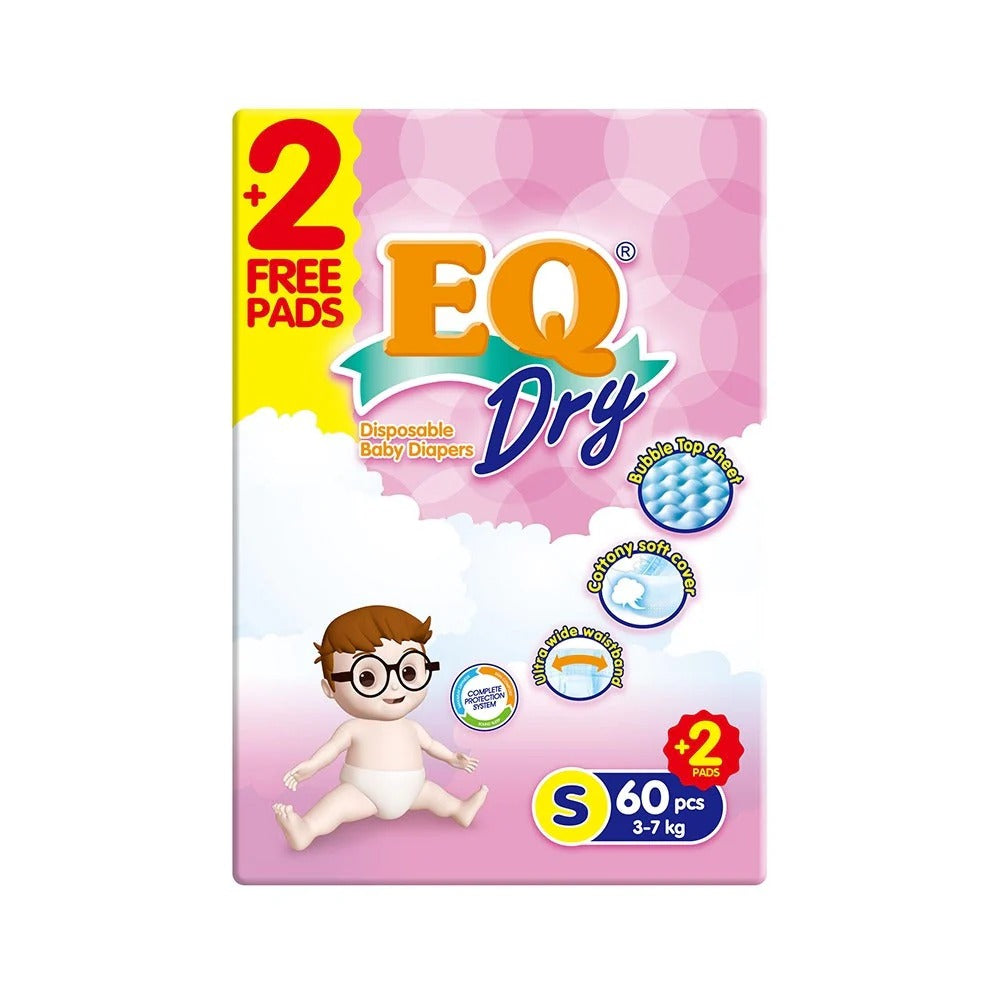 EQ DRY BABY DIAPERS (TAPE) - ALL SIZES AVAILABLE