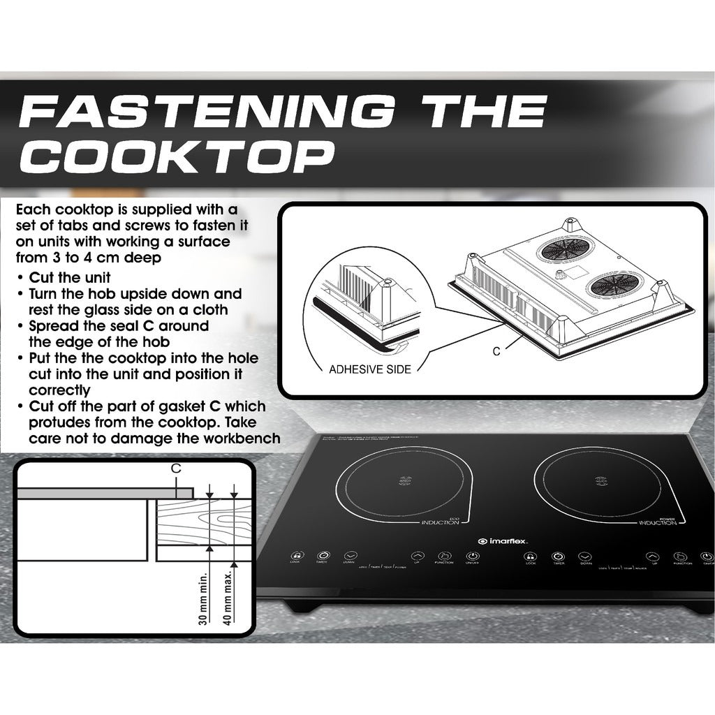 IMARFLEX Built-in Twin Induction Cooker IDX-3250B - L 1300W / R 1500W