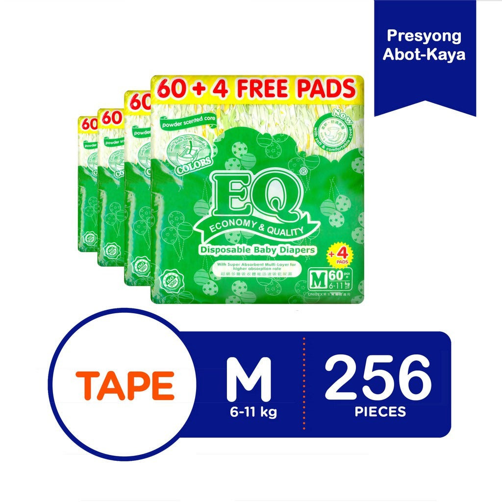 EQ Colors Jumbo Pack 64's Tape Baby Diapers - Medium