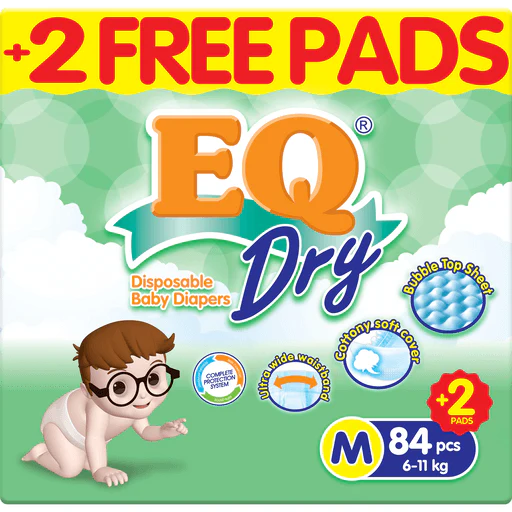 EQ DRY BABY DIAPERS (TAPE) - ALL SIZES AVAILABLE