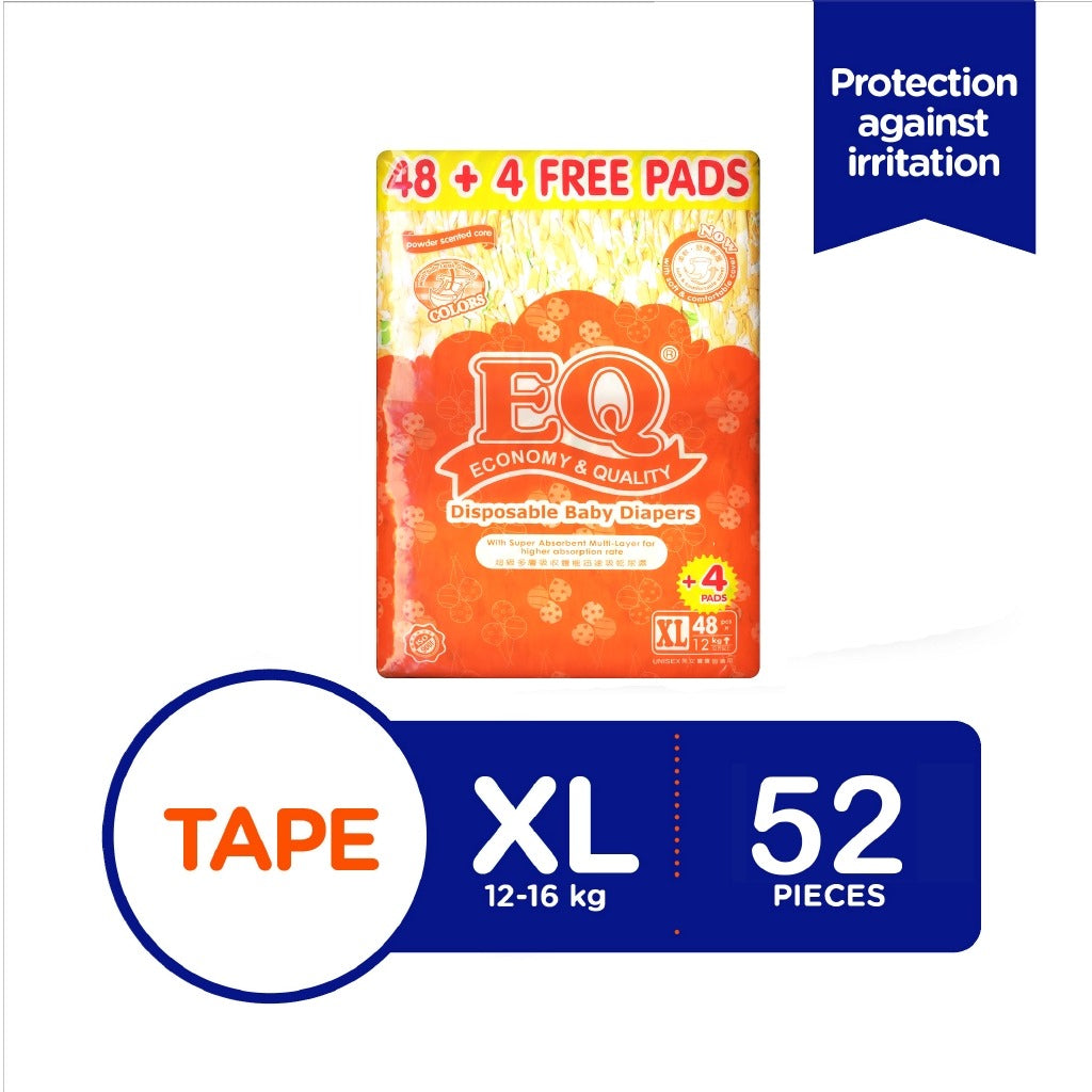 EQ Colors Jumbo Pack Tape Baby Diapers 52's - X Large
