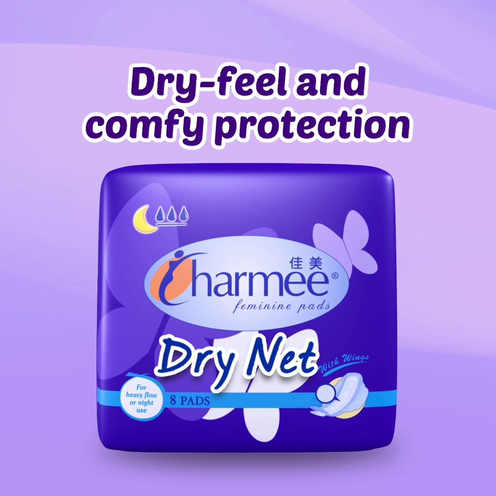 Charmee Sanitary Napkin Dry Net Heavy Flow with wings 8's x 36 packs - 1 case