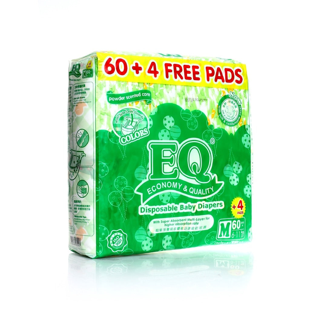EQ Colors Jumbo Pack 64's Tape Baby Diapers - Medium