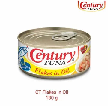 Century Tuna Flakes in Vegetable Oil 180g (Case of 48pcs) - Protein, Omega 3 DHA, No Preservatives