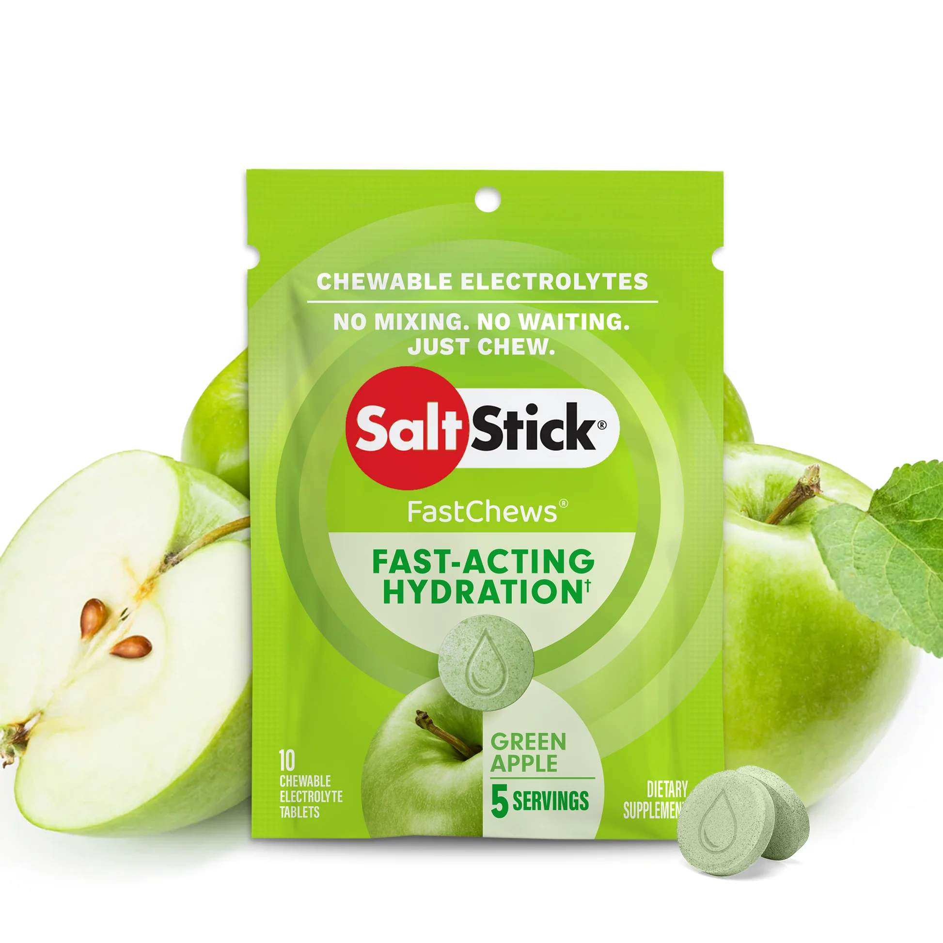 Saltstick Electrolyte Green Apple Fastchews - packet 10ct