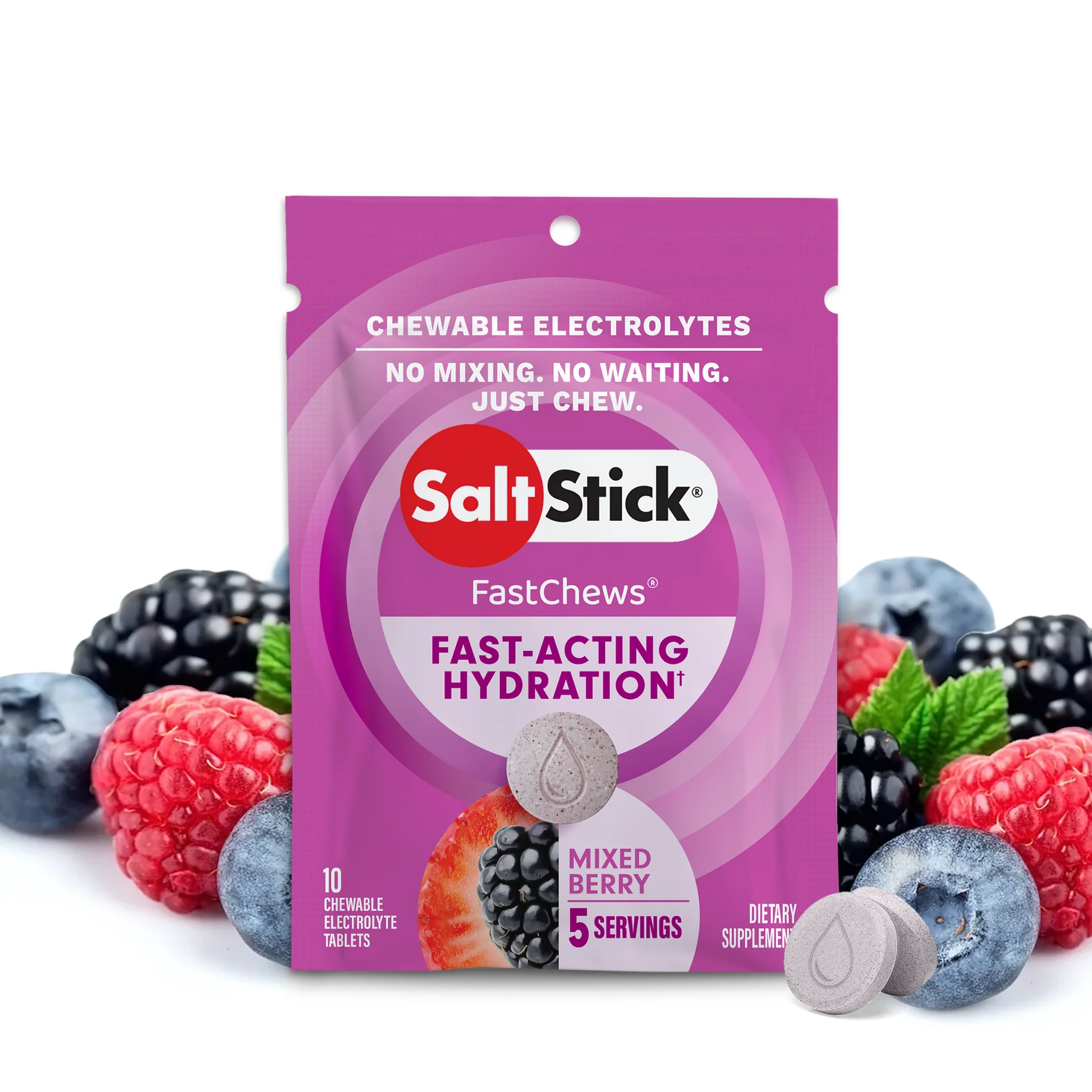 Saltstick Electrolyte 10 tablets FastChews Packet - Mixed Berries