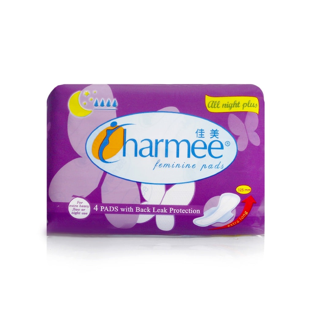 1 CASE - Charmee All Night Plus Feminine Pads 4s x 24 packs