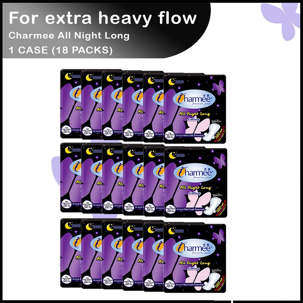 Charmee Sanitary Napkin All-Night Long 10's 18 x 10's - 1 case