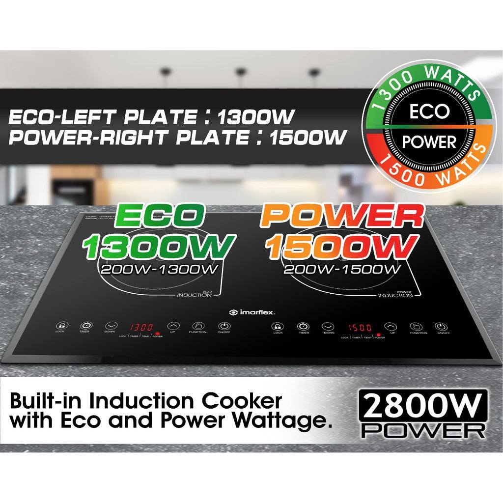 IMARFLEX Built-in Twin Induction Cooker IDX-3250B - L 1300W / R 1500W