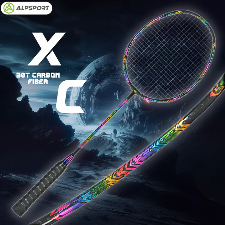 ALPSPORT XC 4U/G4 32Lbs Carbon Fiber Badminton Racket- Blue (Single)