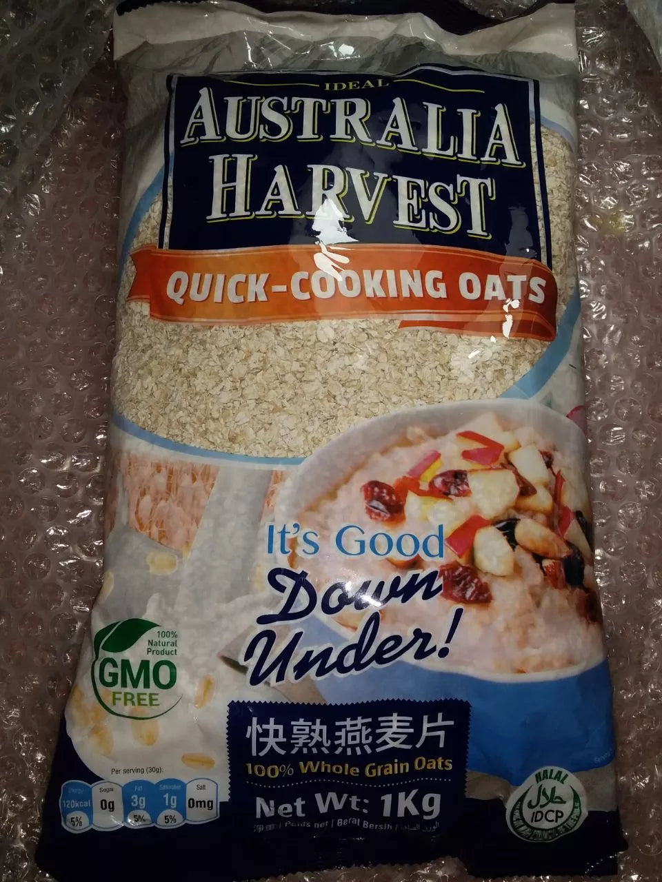 Australia Harvest Quick Cooking Oats 1kg x 15 packs - 1 case