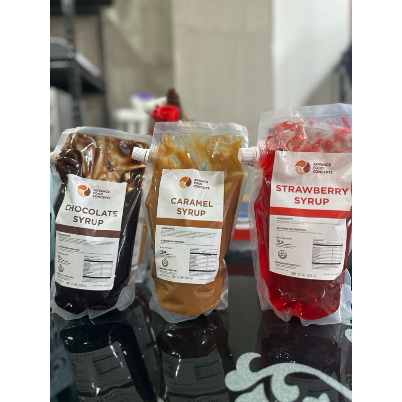 Advance Food Concept Chocolate, Caramel and Strawberry Syrup 1kg