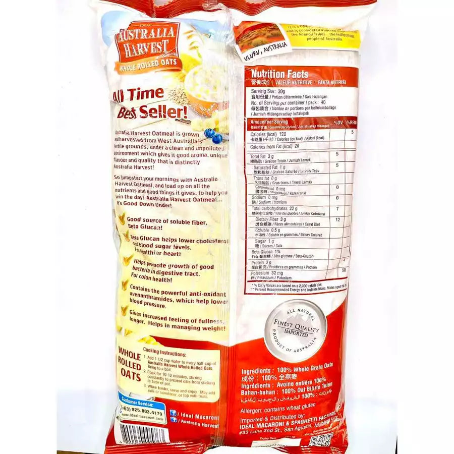 Australia Harvest Rolled Oats 1.2kg x 12 - 1 case