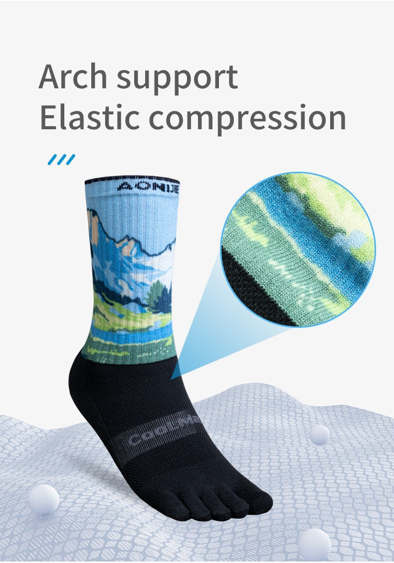 Aonijie E4843 Calf Sports TOE SOCKS - BLUE