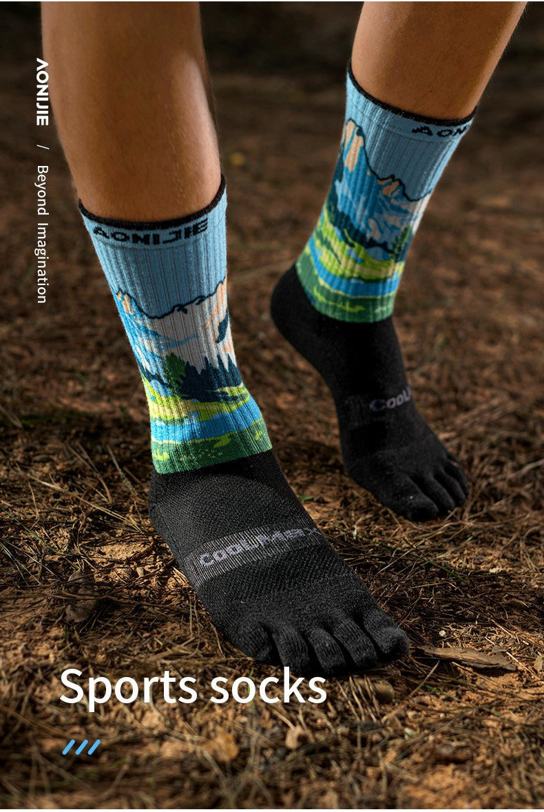 Aonijie E4843 Calf Sports TOE SOCKS - BLUE