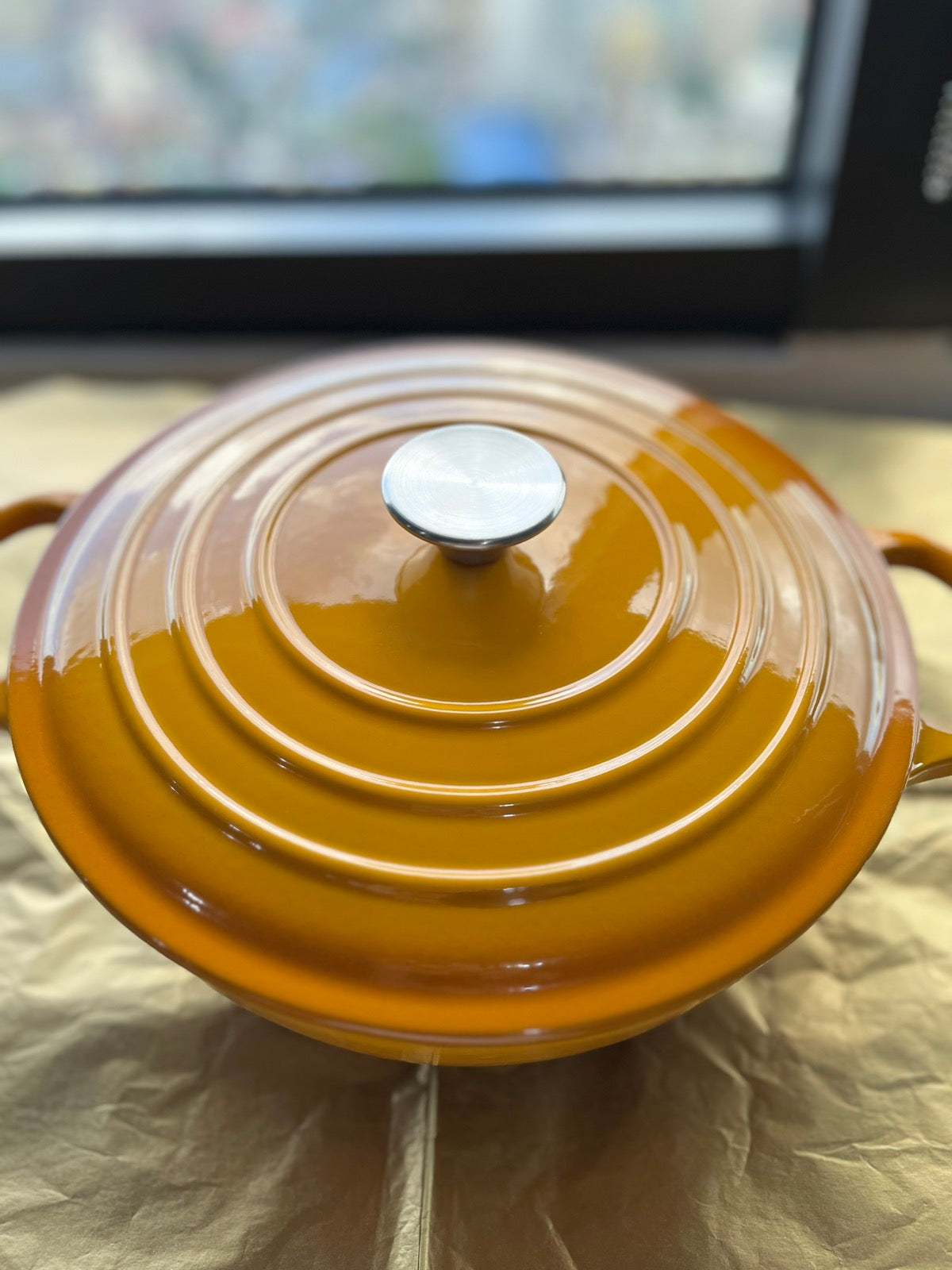 Happiness YELLOW ENAMELED CAST IRON POT - 35 x 26 x 10.5cm / 4.6kg