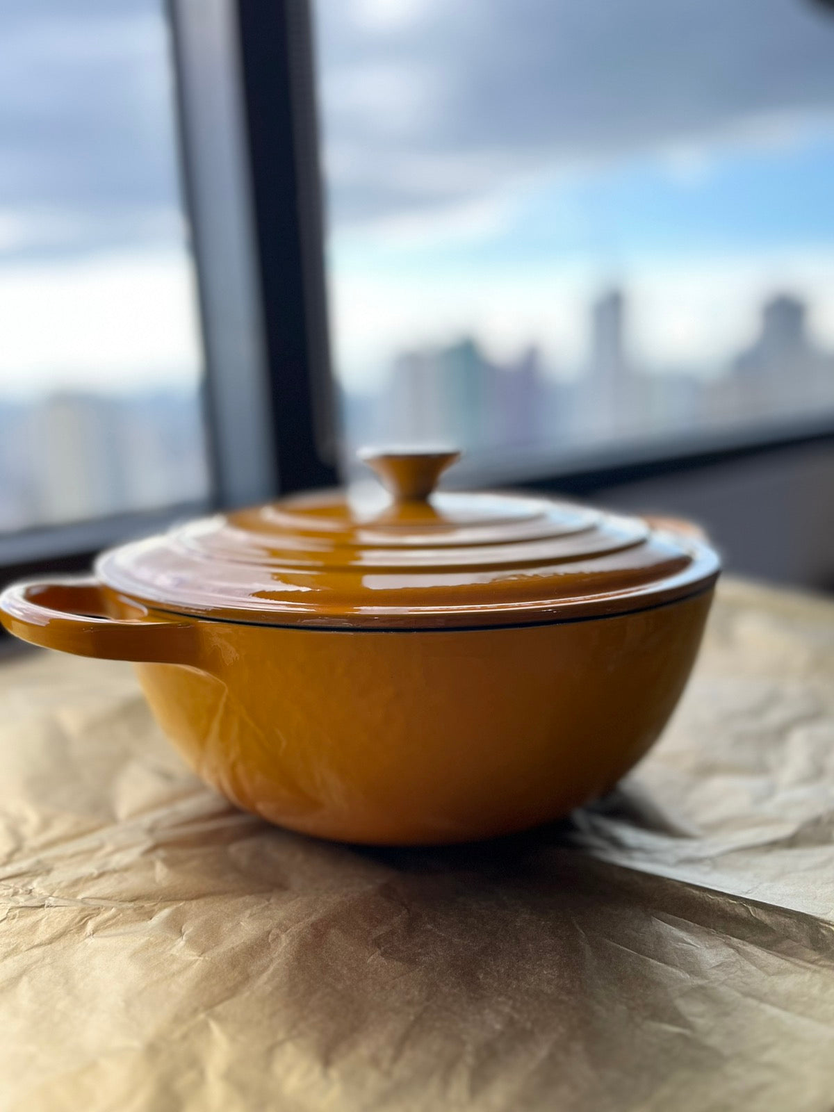 Happiness YELLOW ENAMELED CAST IRON POT - 35 x 26 x 10.5cm / 4.6kg