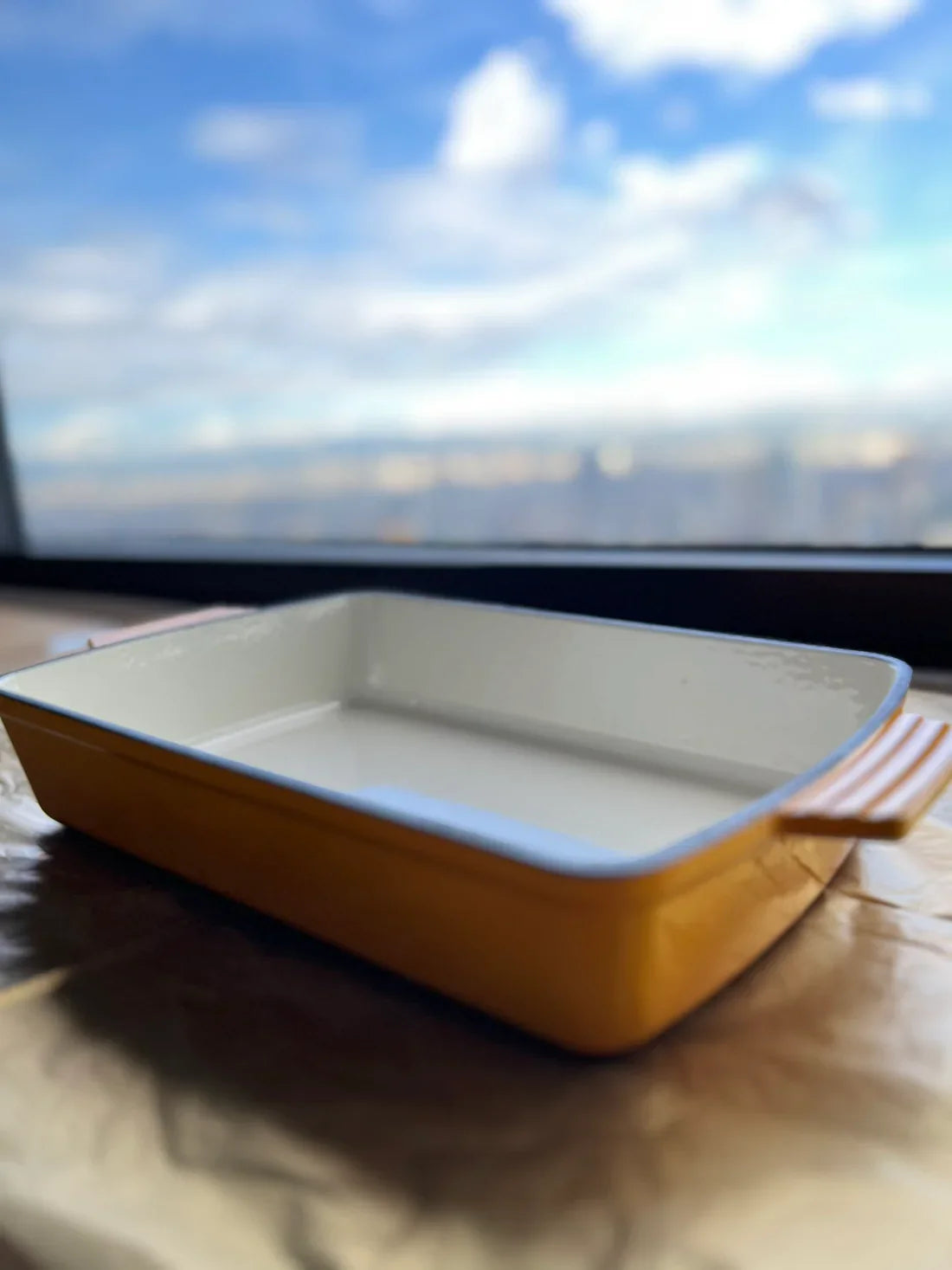 Happiness ENAMEL CAST IRON CASSEROLE DISH - Yellow