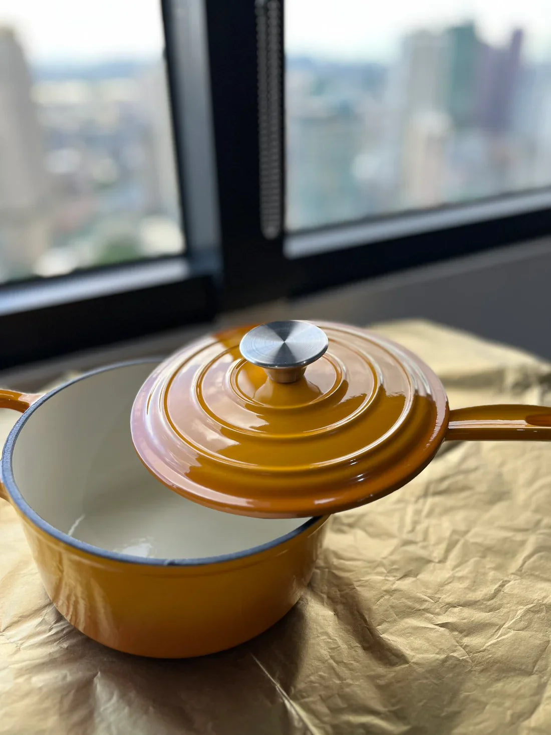 Happiness YELLOW ENAMEL CAST IRON SAUTE/SAUCE PAN
