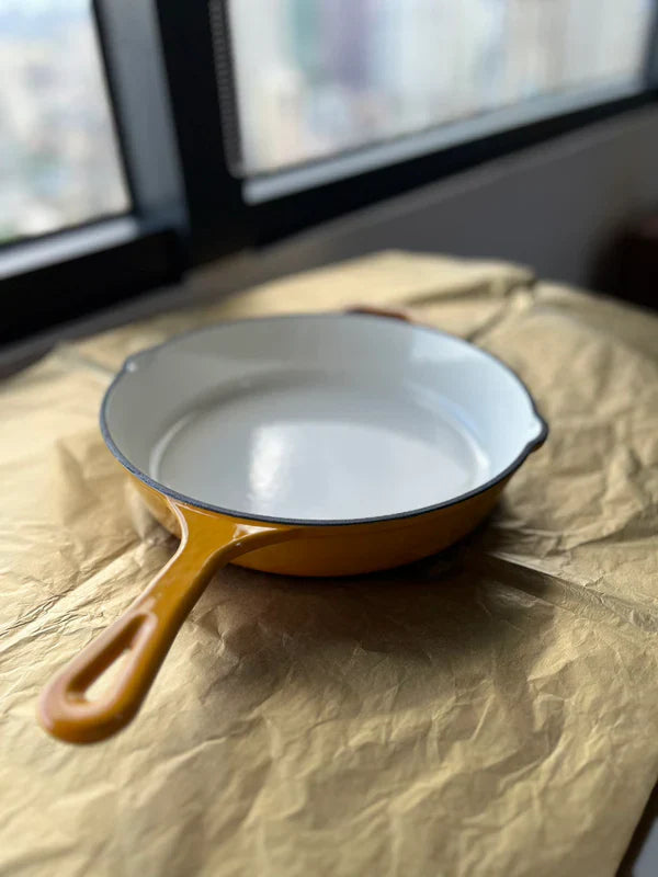 Happiness YELLOW ENAMEL CAST IRON KITCHENWARE PAN- 39cm