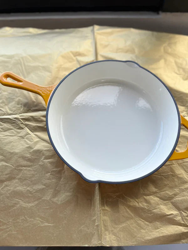 Happiness YELLOW ENAMEL CAST IRON KITCHENWARE PAN- 39cm