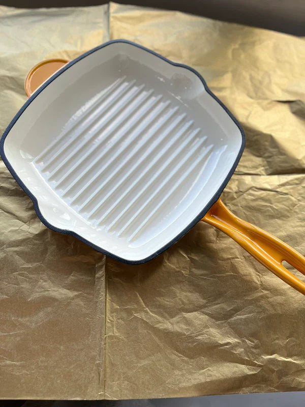 Happiness ENAMEL CAST IRON GRILL PAN- Yellow