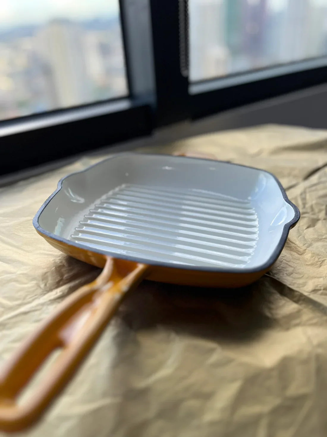 Happiness ENAMEL CAST IRON GRILL PAN- Yellow